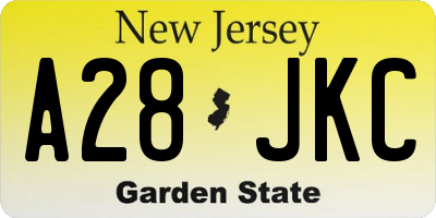 NJ license plate A28JKC
