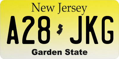 NJ license plate A28JKG