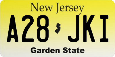 NJ license plate A28JKI