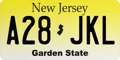 NJ license plate A28JKL