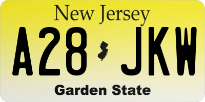 NJ license plate A28JKW