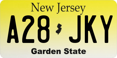 NJ license plate A28JKY