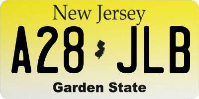NJ license plate A28JLB