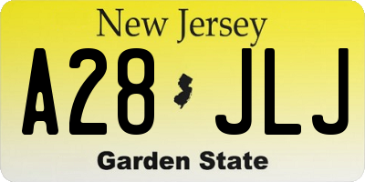 NJ license plate A28JLJ