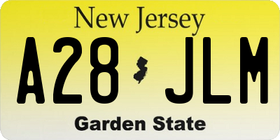 NJ license plate A28JLM