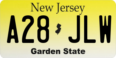 NJ license plate A28JLW