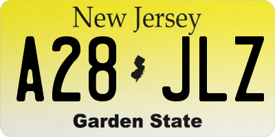 NJ license plate A28JLZ