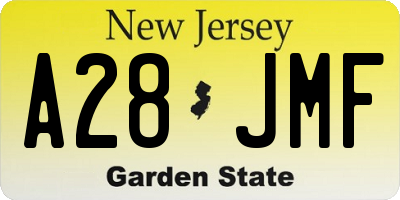 NJ license plate A28JMF