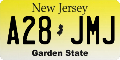 NJ license plate A28JMJ