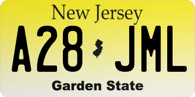 NJ license plate A28JML