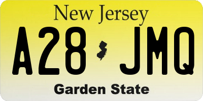 NJ license plate A28JMQ