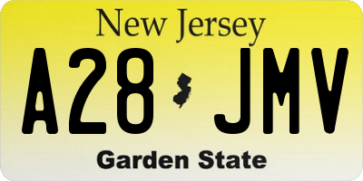 NJ license plate A28JMV