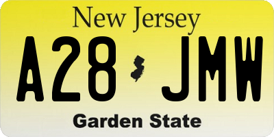 NJ license plate A28JMW