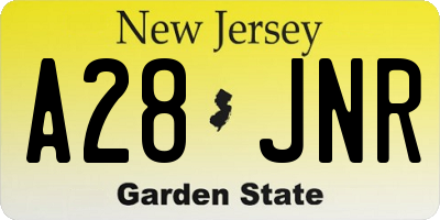 NJ license plate A28JNR