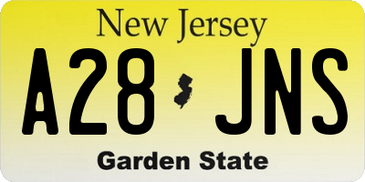 NJ license plate A28JNS