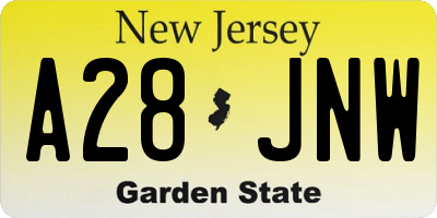 NJ license plate A28JNW