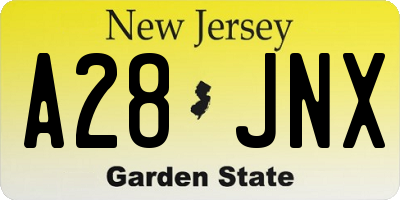 NJ license plate A28JNX