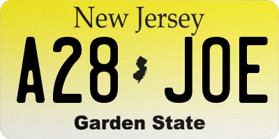 NJ license plate A28JOE