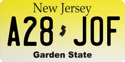 NJ license plate A28JOF