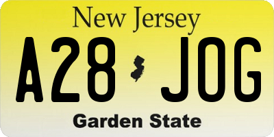 NJ license plate A28JOG