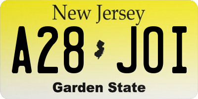 NJ license plate A28JOI
