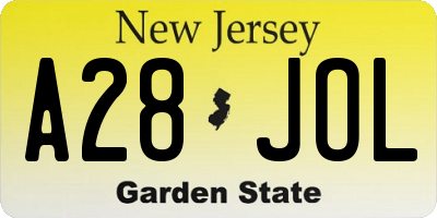 NJ license plate A28JOL
