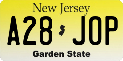 NJ license plate A28JOP