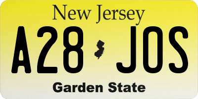 NJ license plate A28JOS