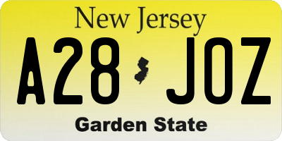 NJ license plate A28JOZ
