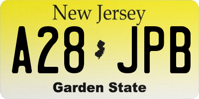 NJ license plate A28JPB
