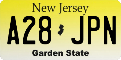 NJ license plate A28JPN