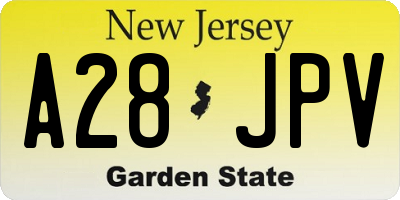 NJ license plate A28JPV