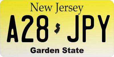NJ license plate A28JPY