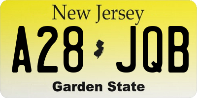 NJ license plate A28JQB
