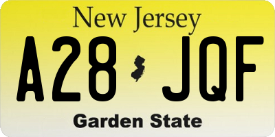 NJ license plate A28JQF