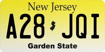 NJ license plate A28JQI