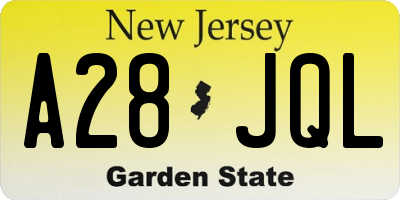 NJ license plate A28JQL