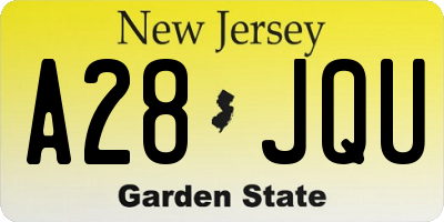 NJ license plate A28JQU