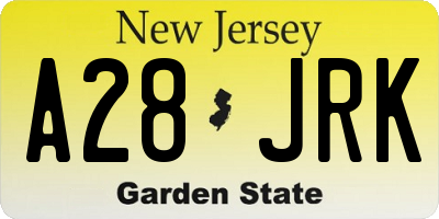 NJ license plate A28JRK