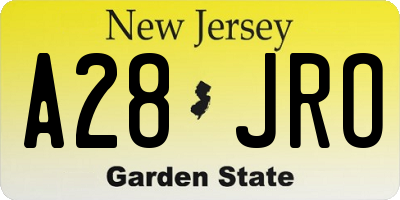 NJ license plate A28JRO