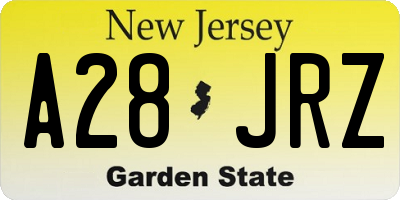 NJ license plate A28JRZ