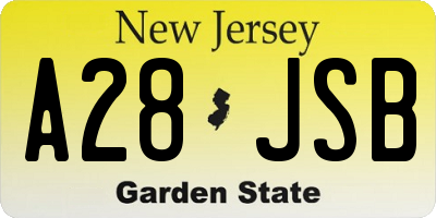 NJ license plate A28JSB