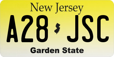 NJ license plate A28JSC