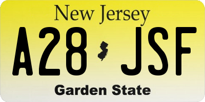 NJ license plate A28JSF