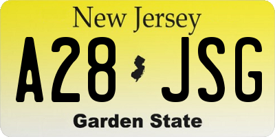 NJ license plate A28JSG