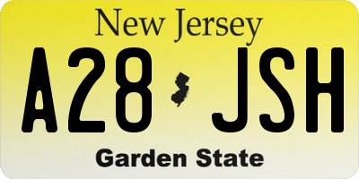 NJ license plate A28JSH