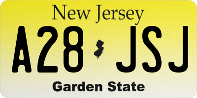 NJ license plate A28JSJ