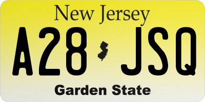 NJ license plate A28JSQ