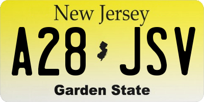 NJ license plate A28JSV