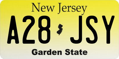 NJ license plate A28JSY